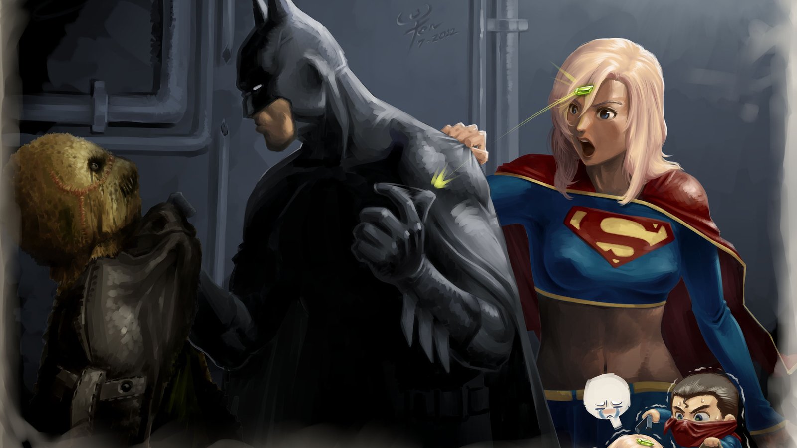 Batman Supergirl Funny Art 4k Wallpaper