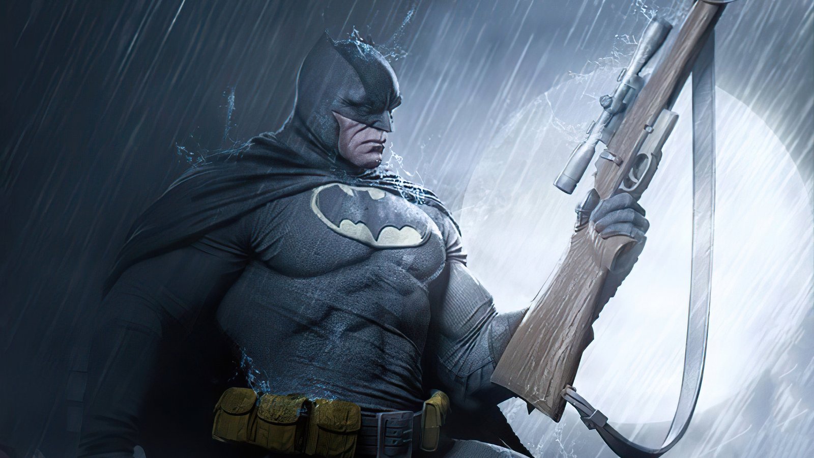 Batman With Gun Art 4k Wallpaper