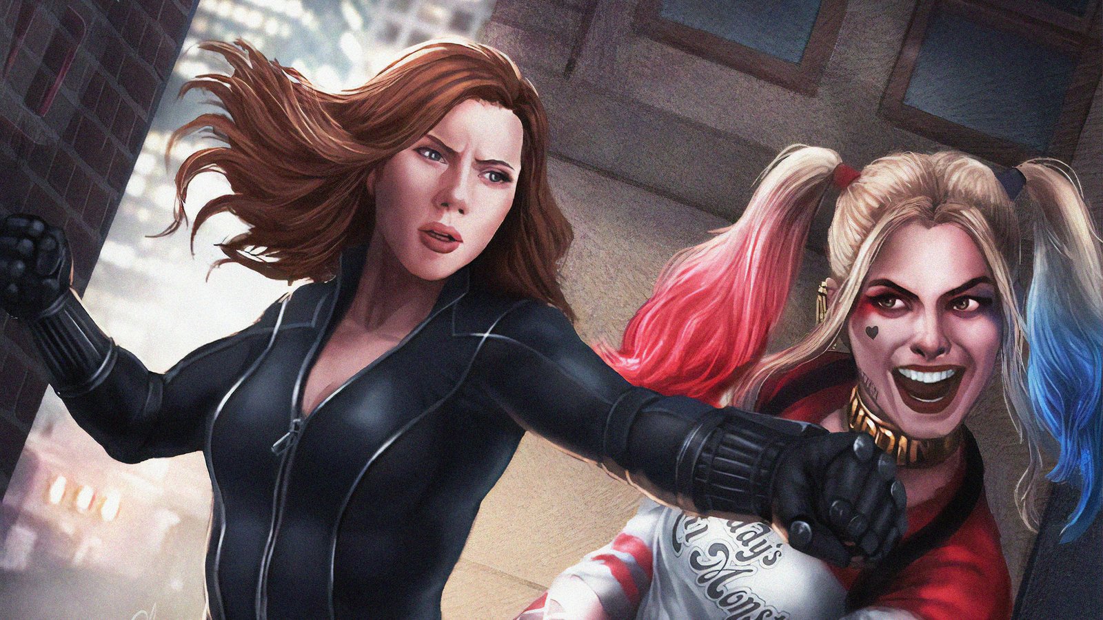 Black Widow Vs Harley Quinn Wallpaper