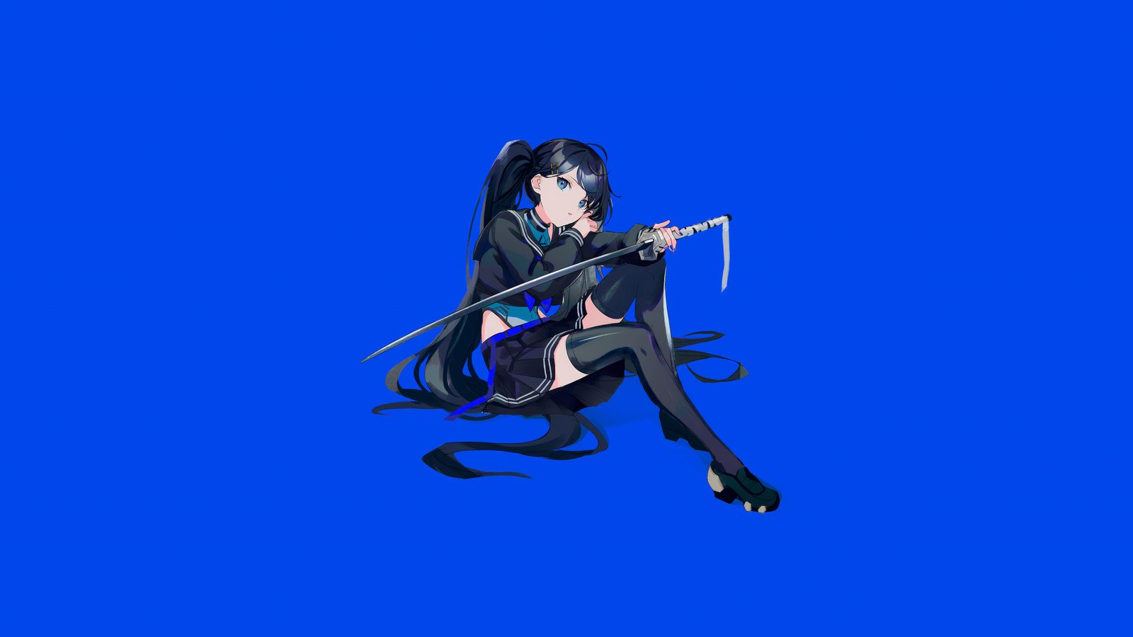 Blue Archive Katana Minimal 5k Wallpaper