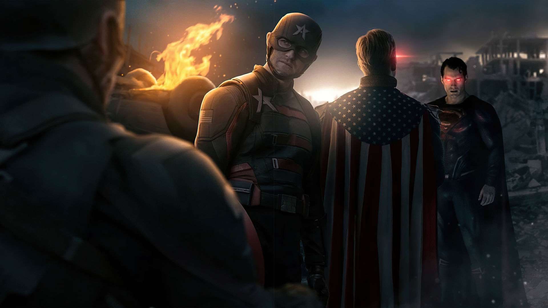 Captain America And Superman Vs US Agent And Homelander Wallpaper