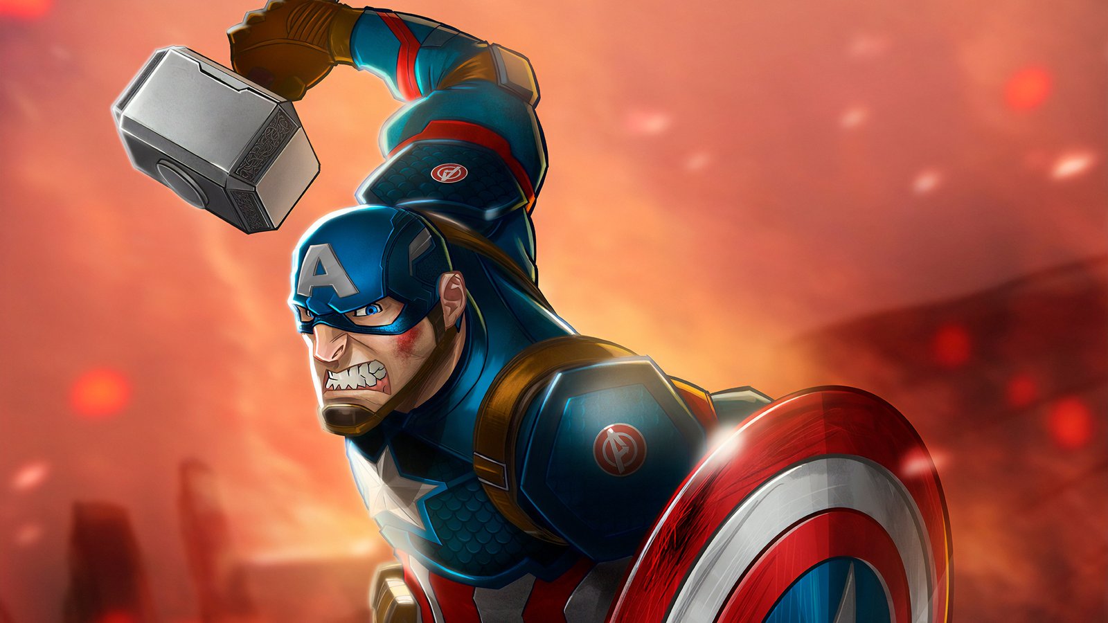 Captain America Mjolnir Art Hd Wallpaper