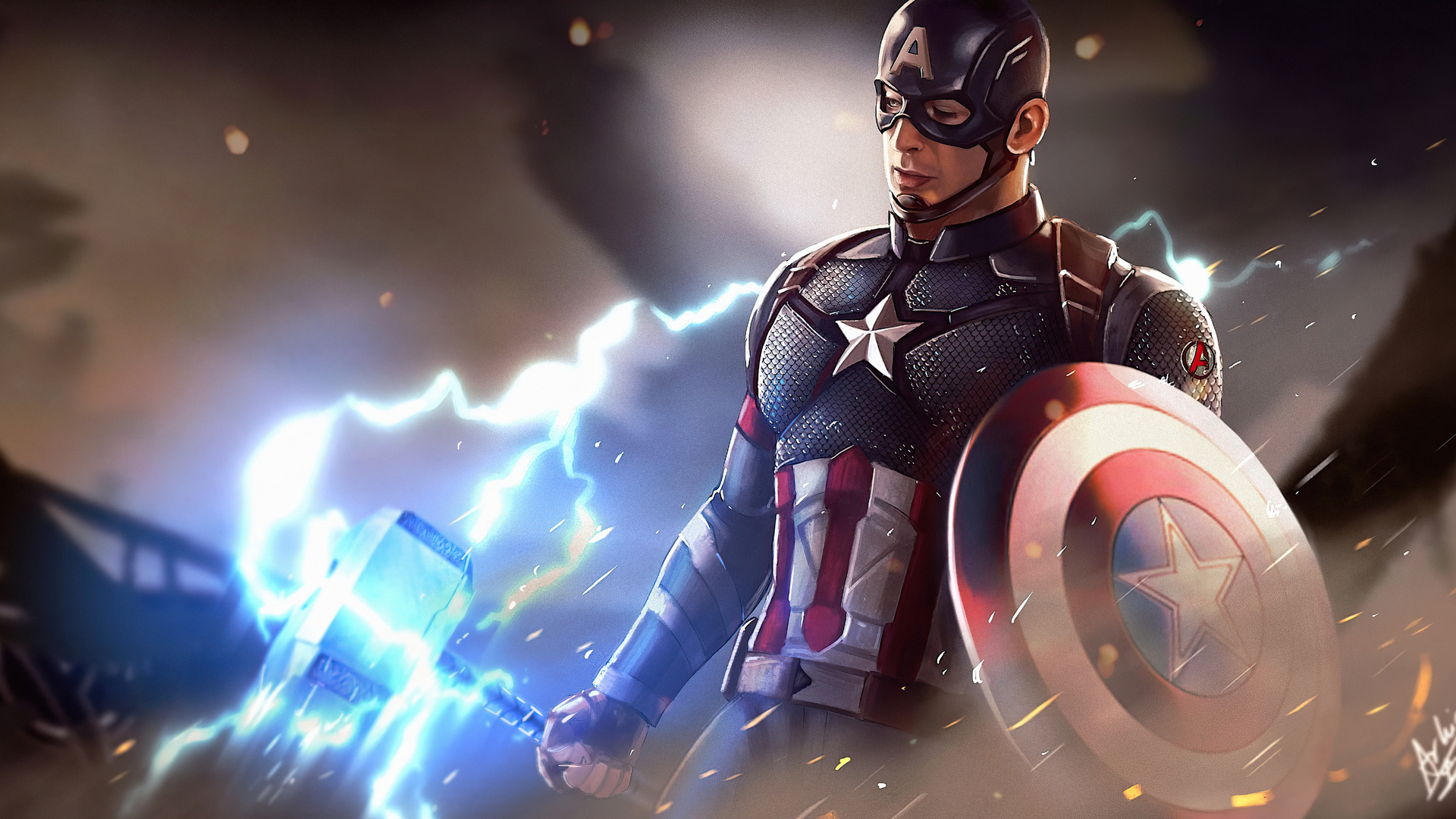 Captain America With Thor Hammer 4k Wallpaper