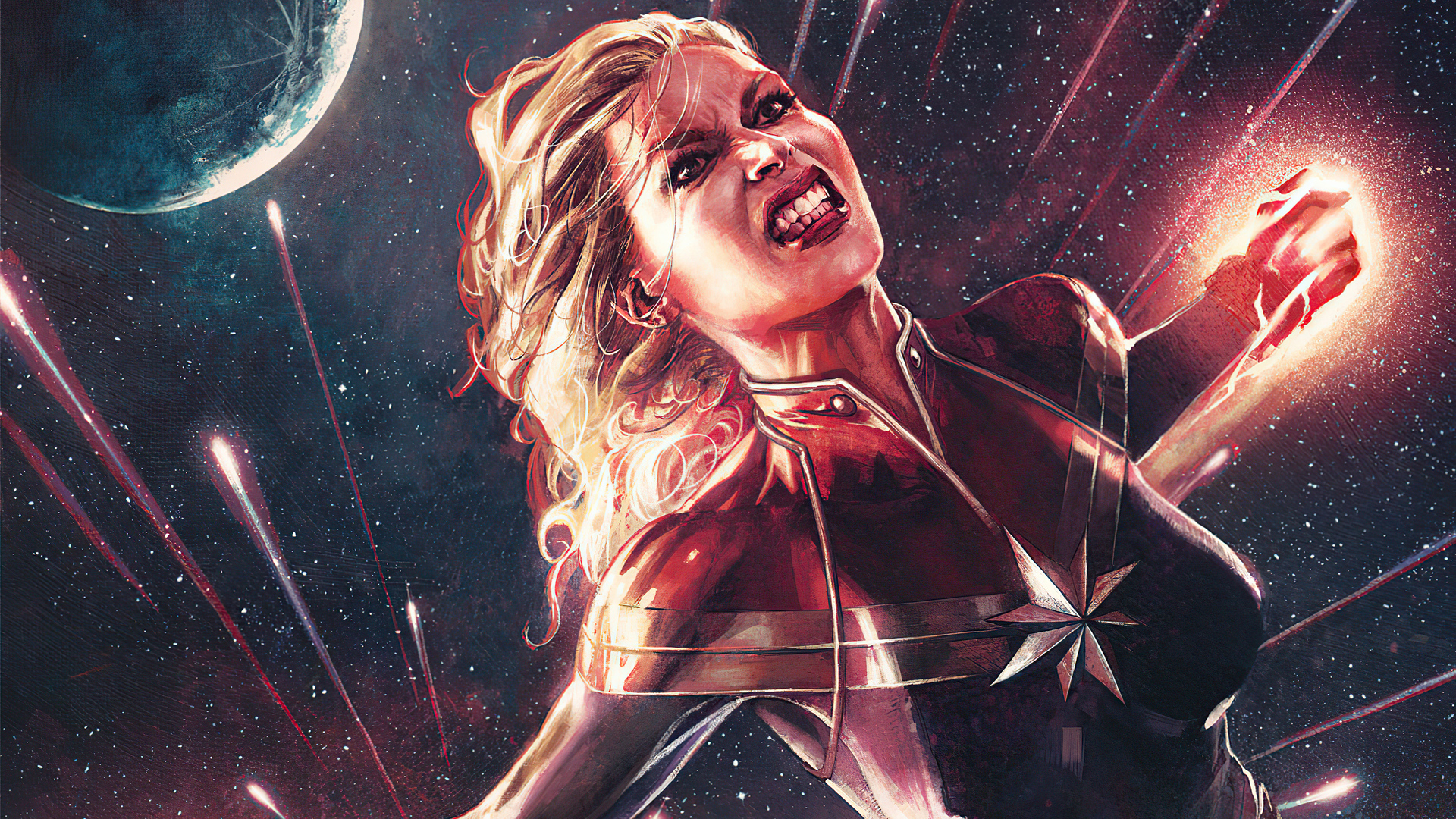 Captain Marvel Comics Art 4k Wallpaper