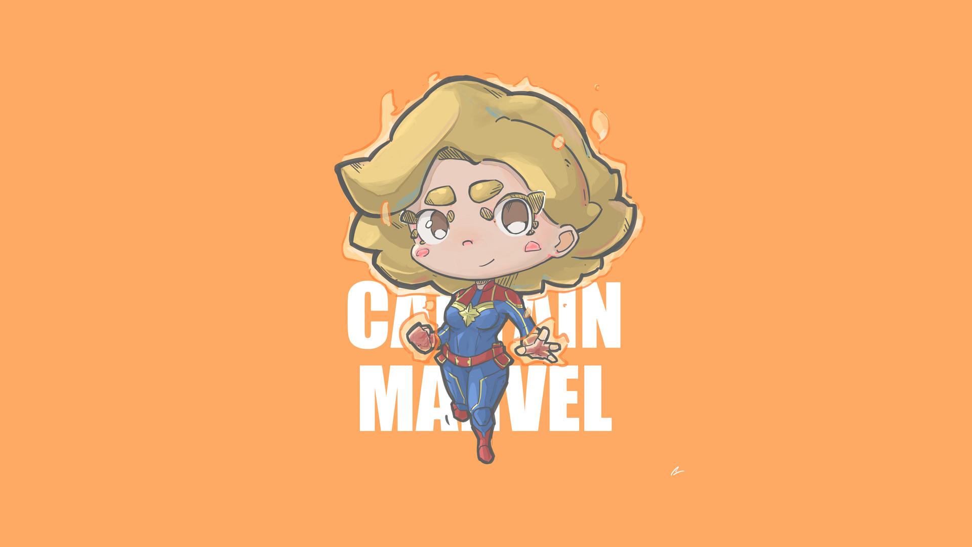 Captain Marvel Minimal Chibbi 4k Wallpaper