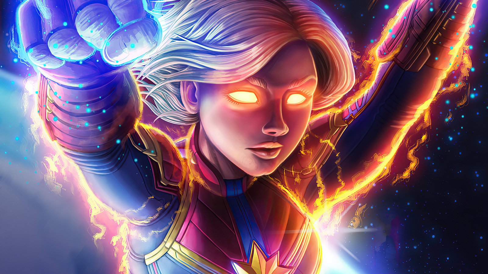 Captain Marvel Unleash Powers Wallpaper