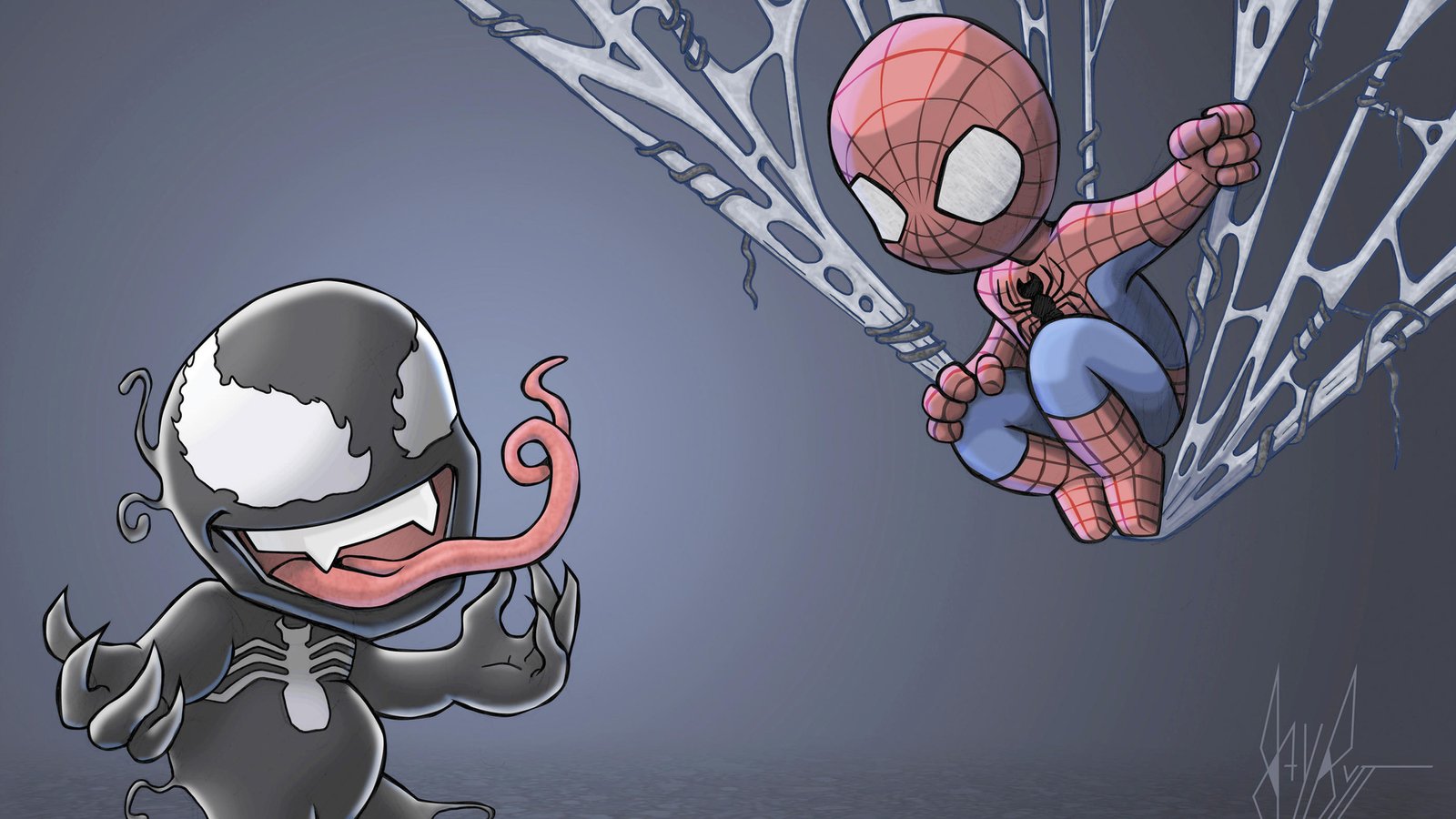 Chibi Spidey And Venom Wallpaper