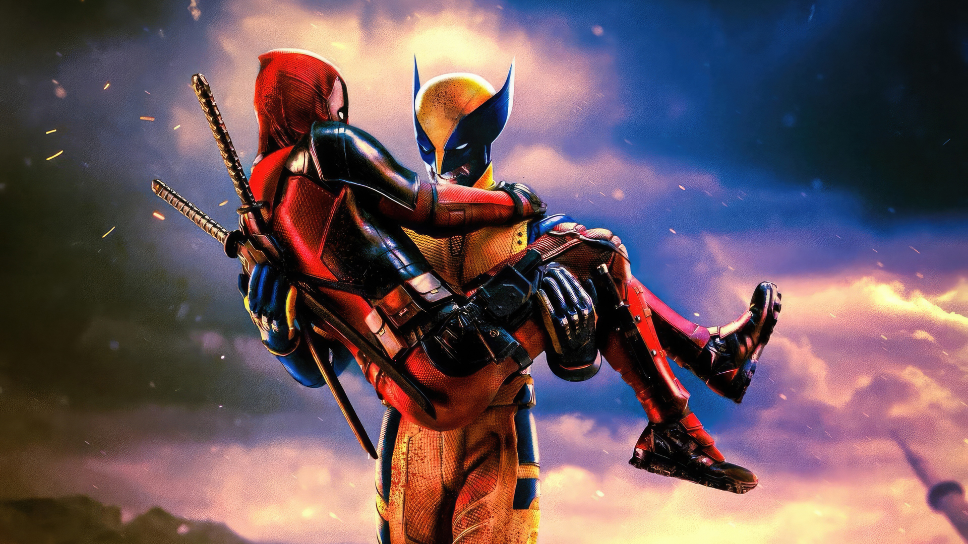 Deadpool And Wolverine On The Run Wallpaper