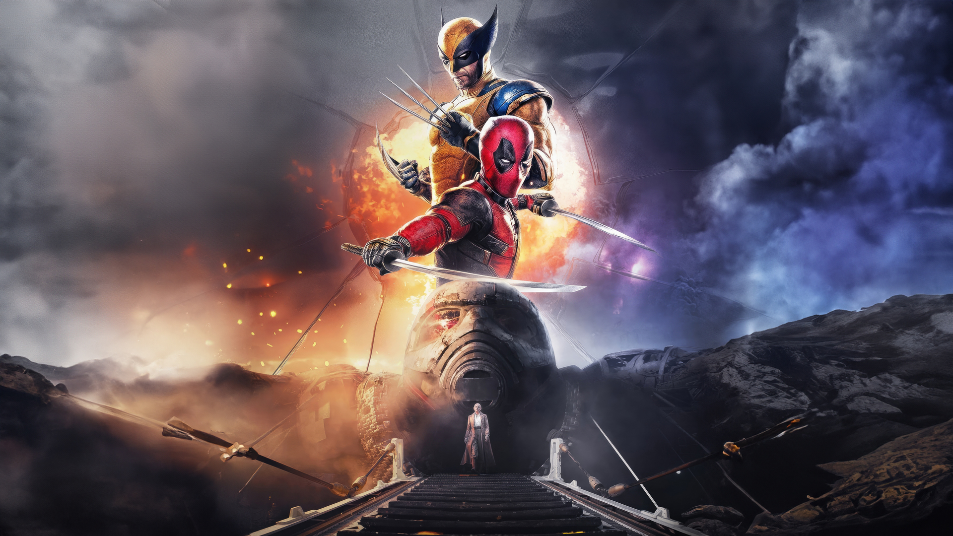 Deadpool And Wolverine Reign Over Storms Wallpaper