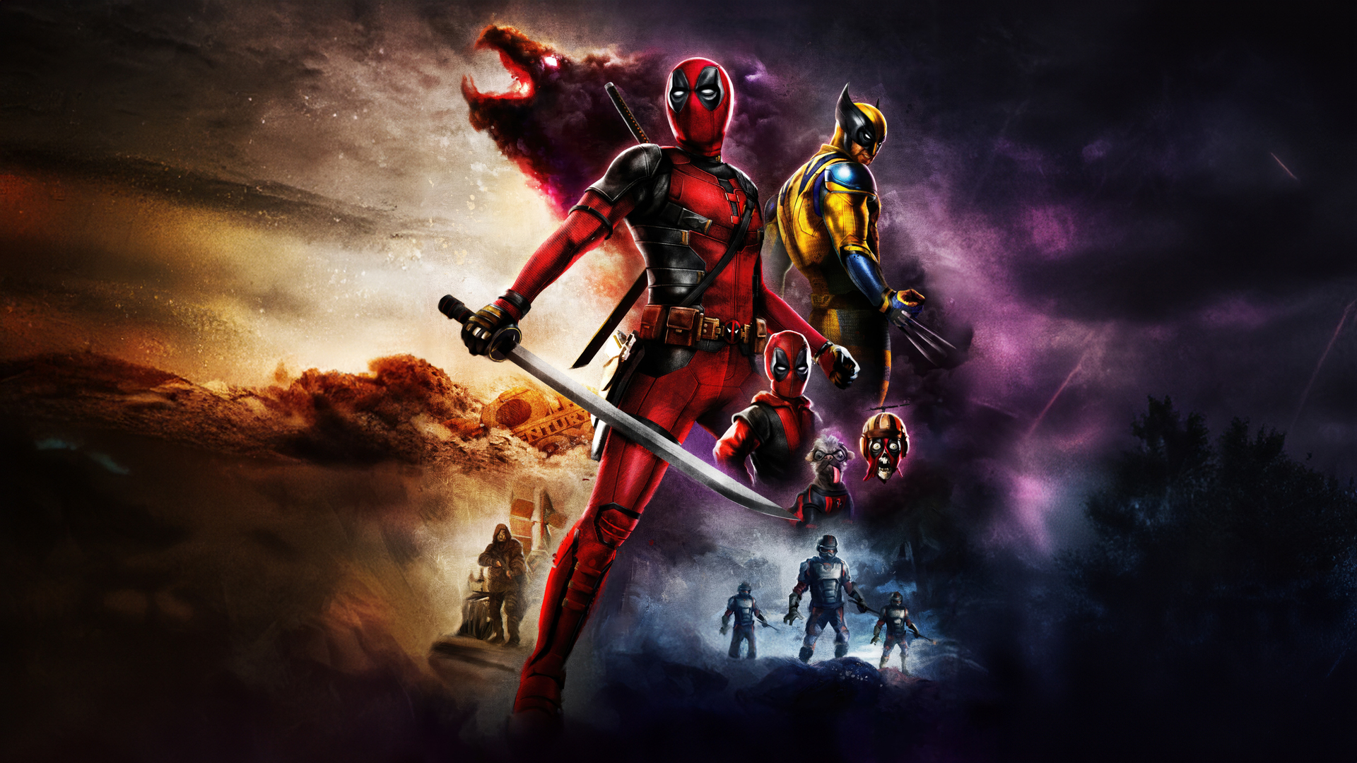 Deadpool And Wolverine Retro Fusion Wallpaper