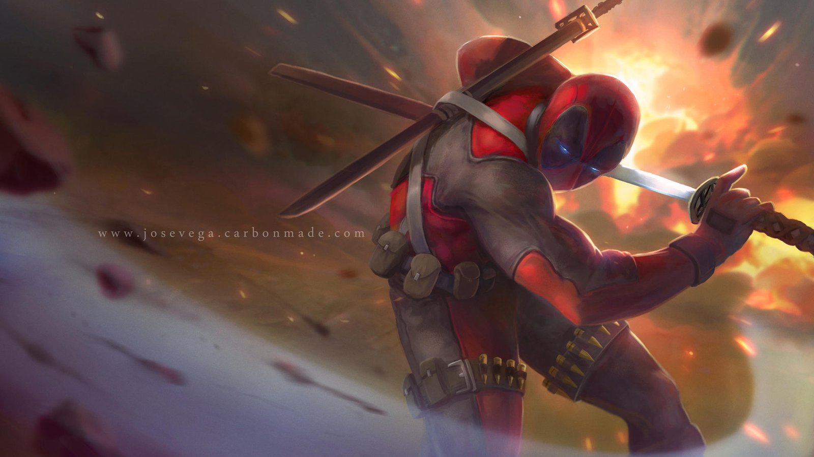 Deadpool Into Battle Wallpaper