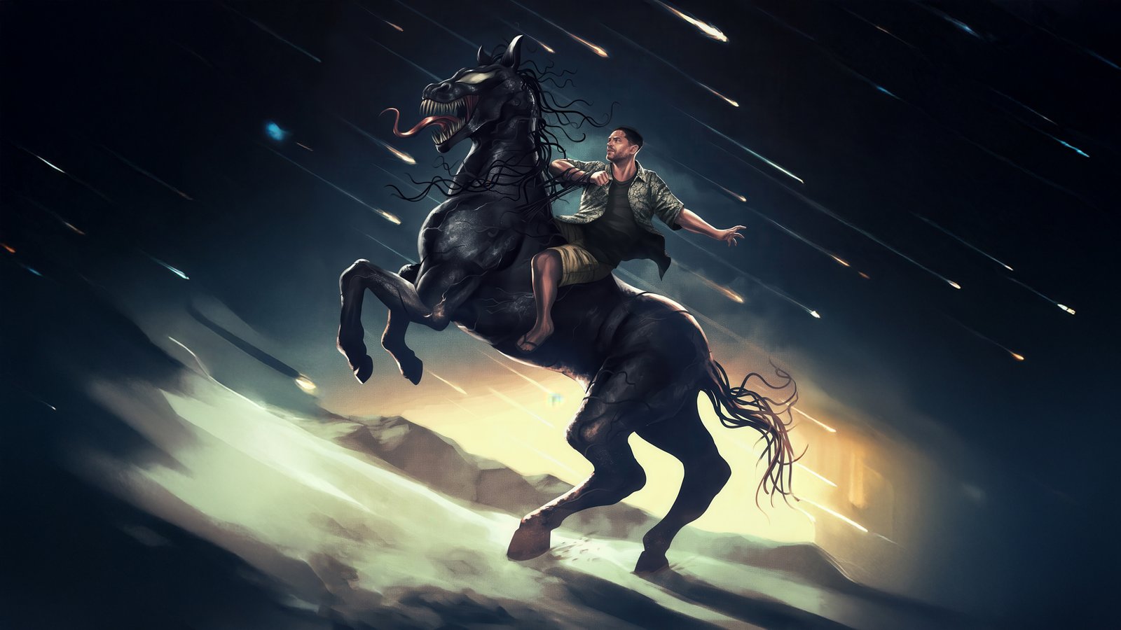 Eddie Brock Bonded A Horse Wallpaper