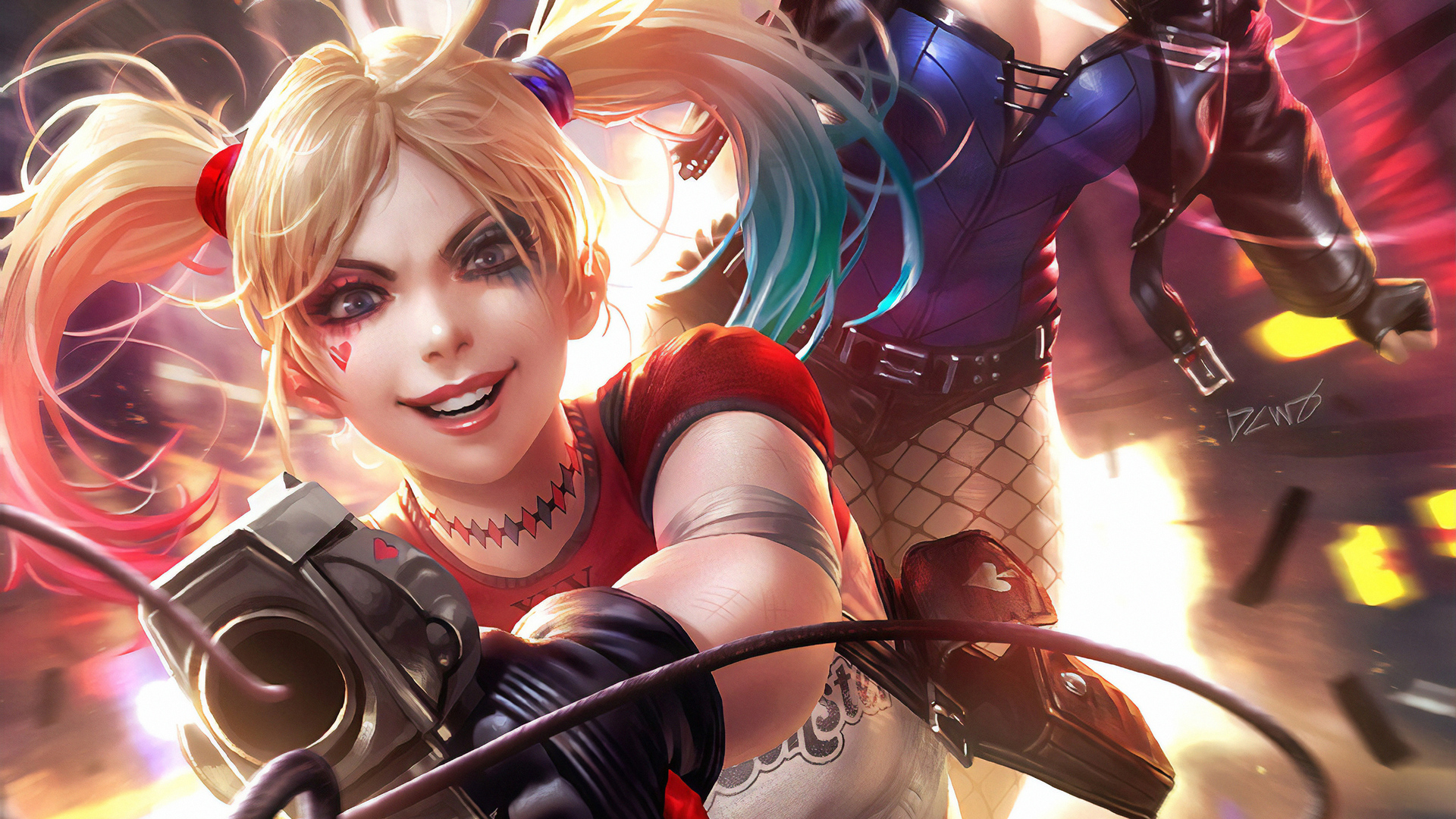 Harley Quinn Closeup Art Wallpaper