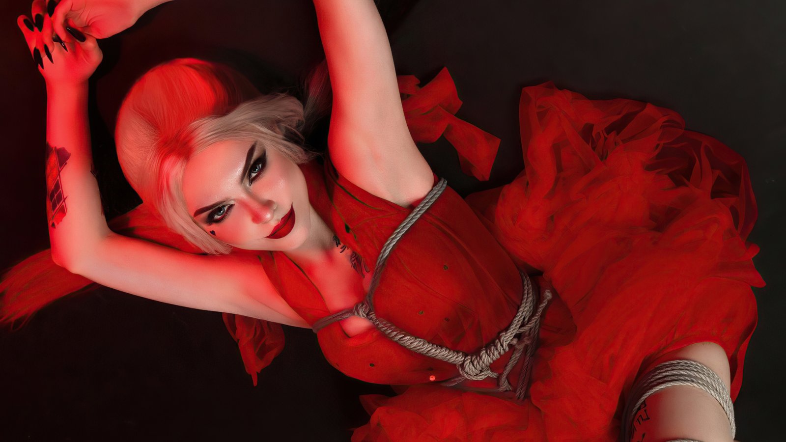 Harley Quinn Red Dress Suicide Squad Cosplay 5k Wallpaper