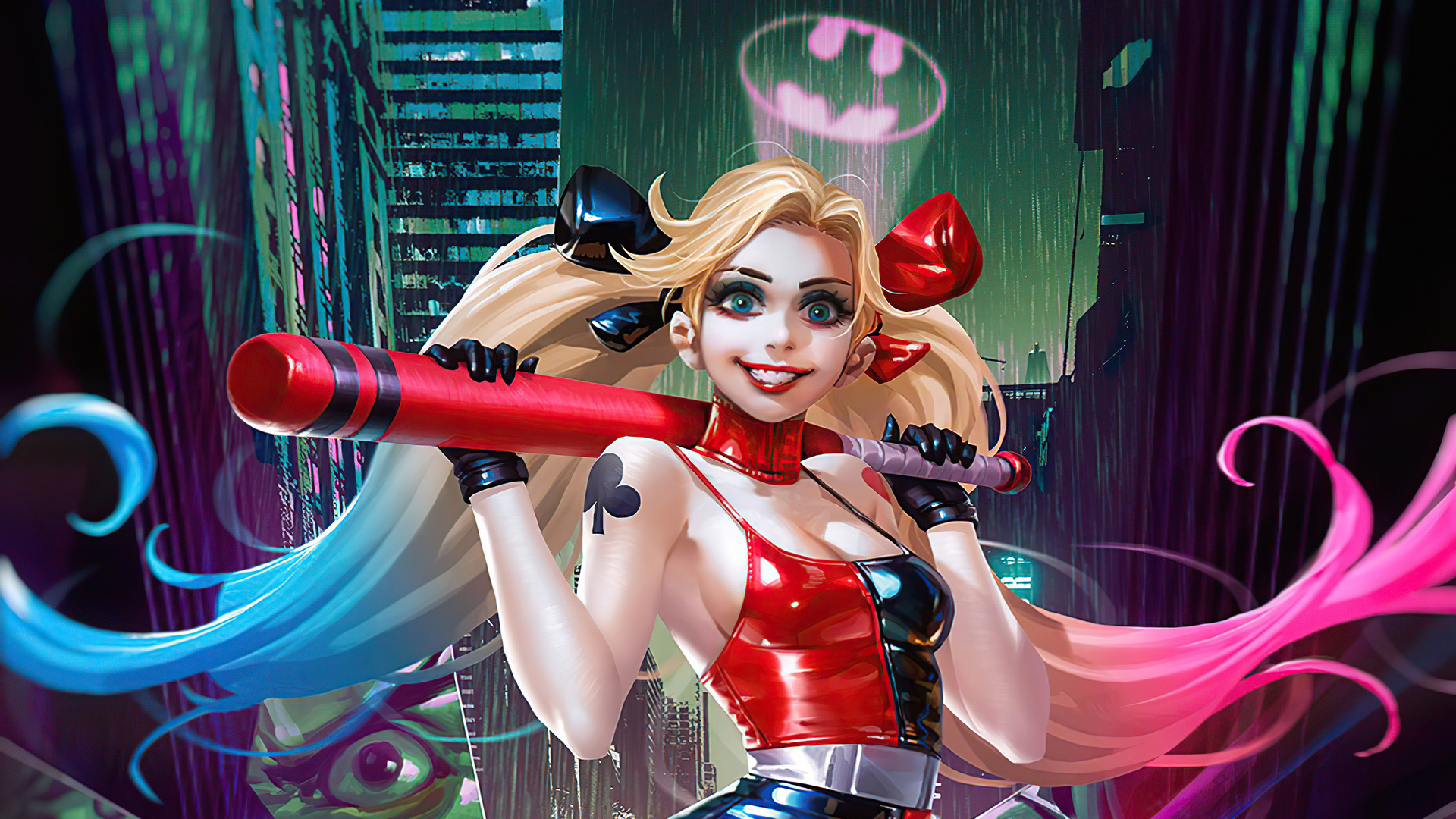 Harley Quinn With Baseball Comic Art 4k Wallpaper