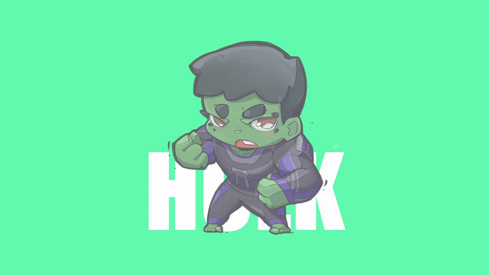 Hulk Minimal Chibbi 4k Wallpaper