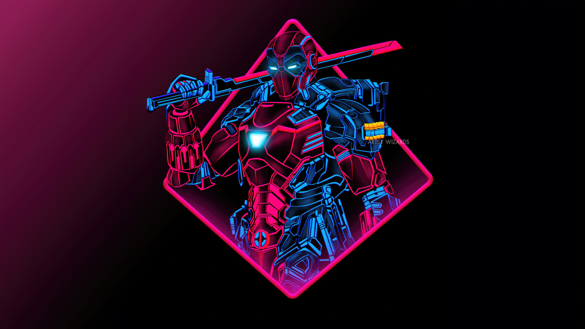 Iron Man Neon Artwork 5k Wallpaper