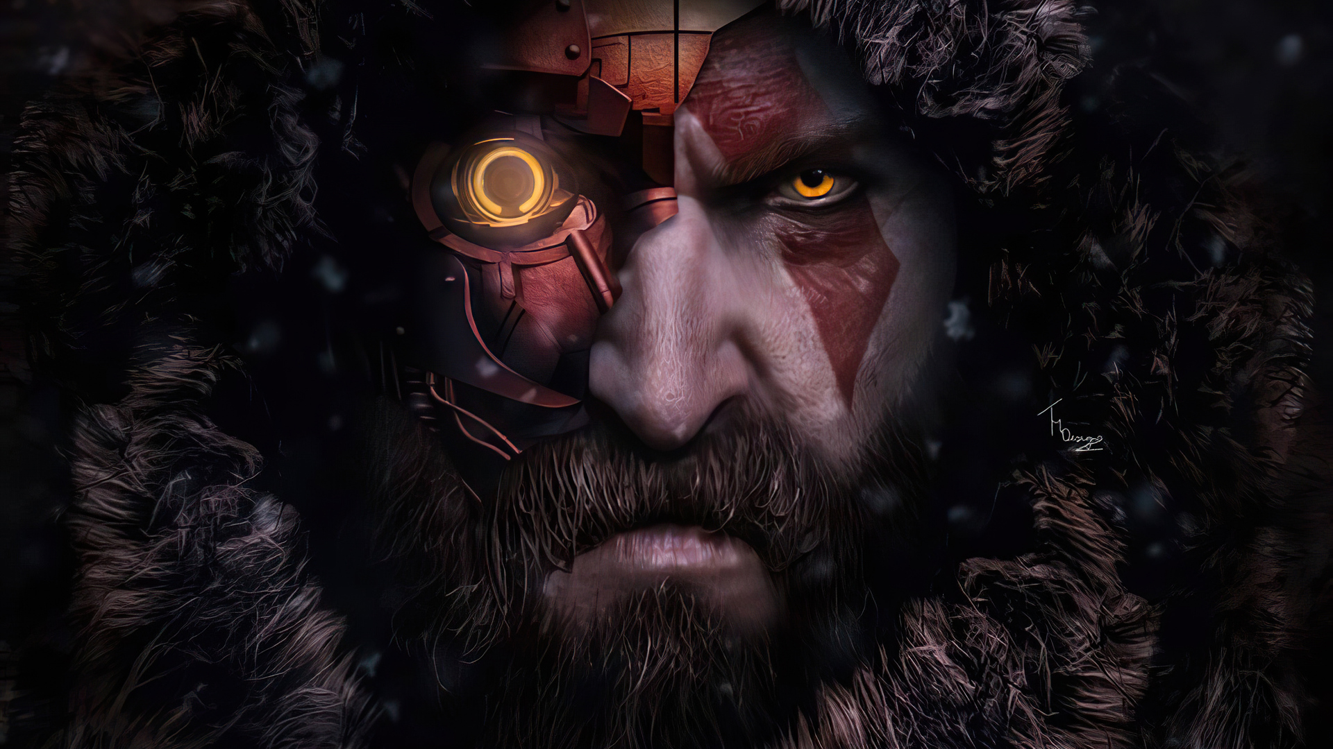 Kratos As Cyberpunk Wallpaper