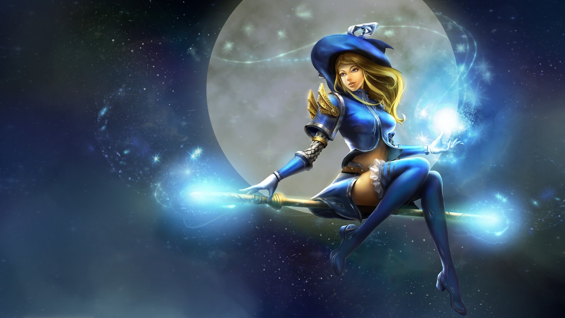 Lux Moon Staff Witch Hat League Of Legends Wallpaper