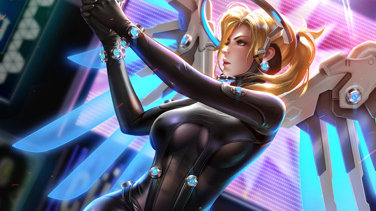 Mercy Overwatch Fantasy Gun 4k Wallpaper