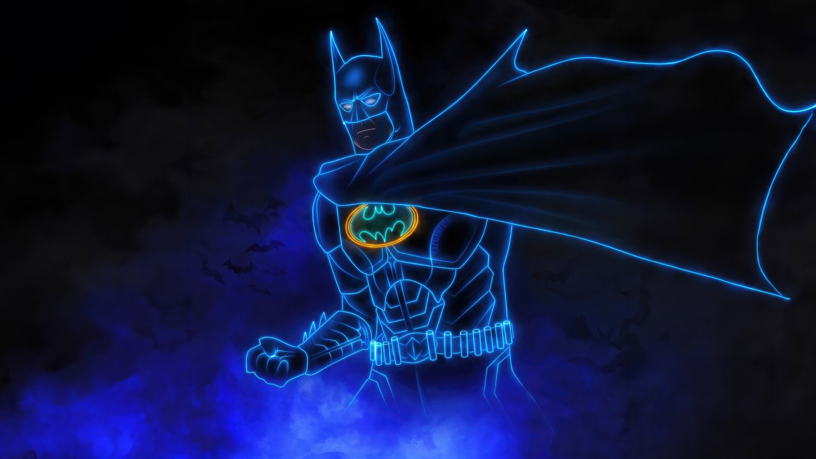 Michael Keaton Batman Neon Artwork Wallpaper