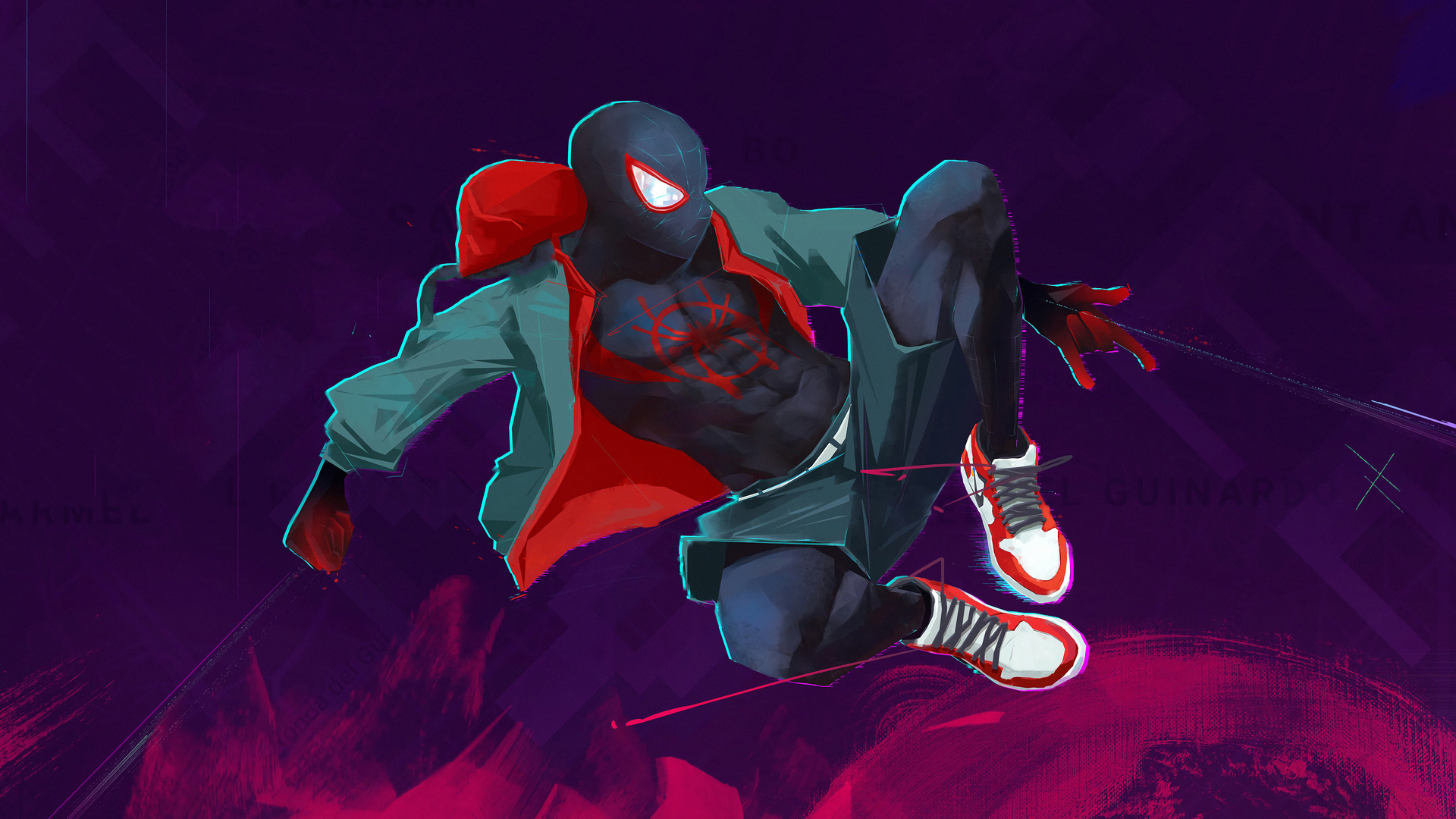 Miles Morales Jumping Art 4k Wallpaper