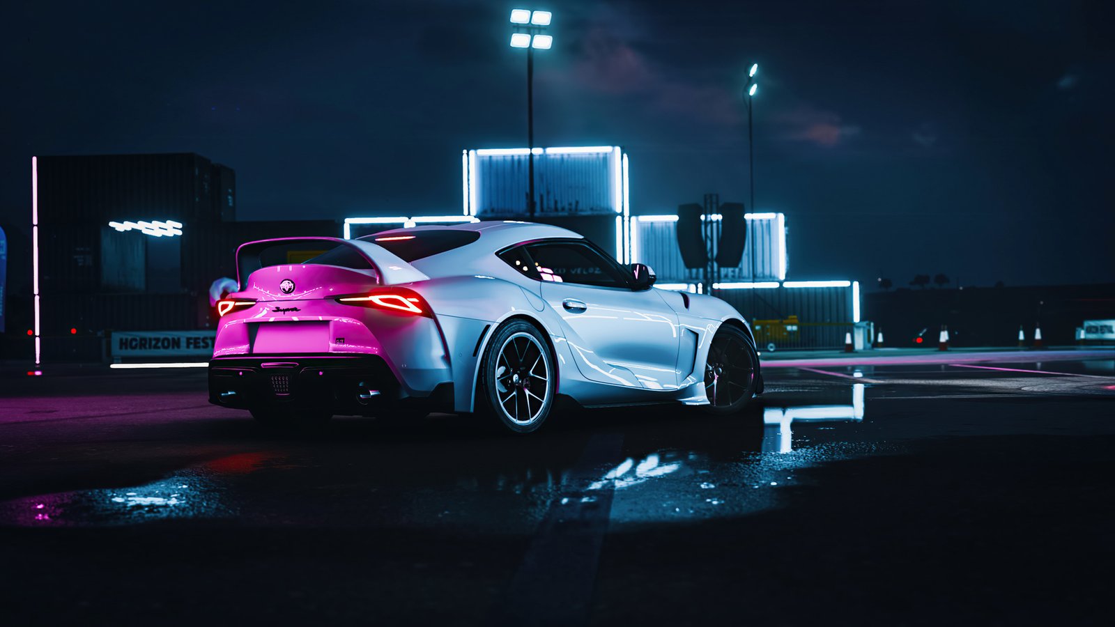 Neon Night Toyota Supra 5k Wallpaper