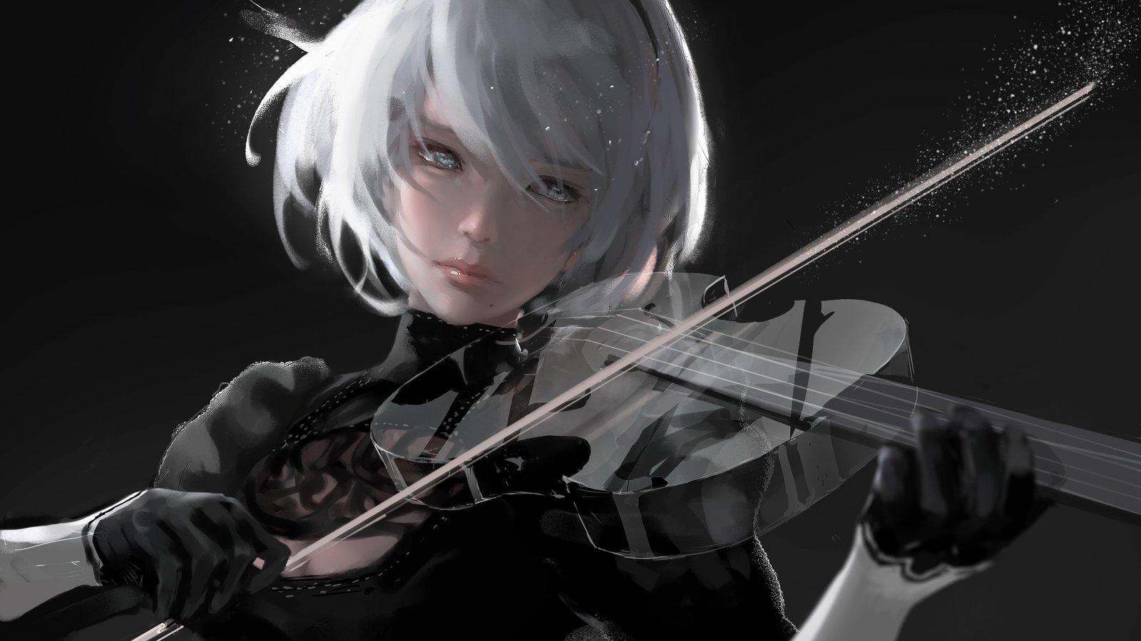 Nier Automata Playing Music 4k Wallpaper