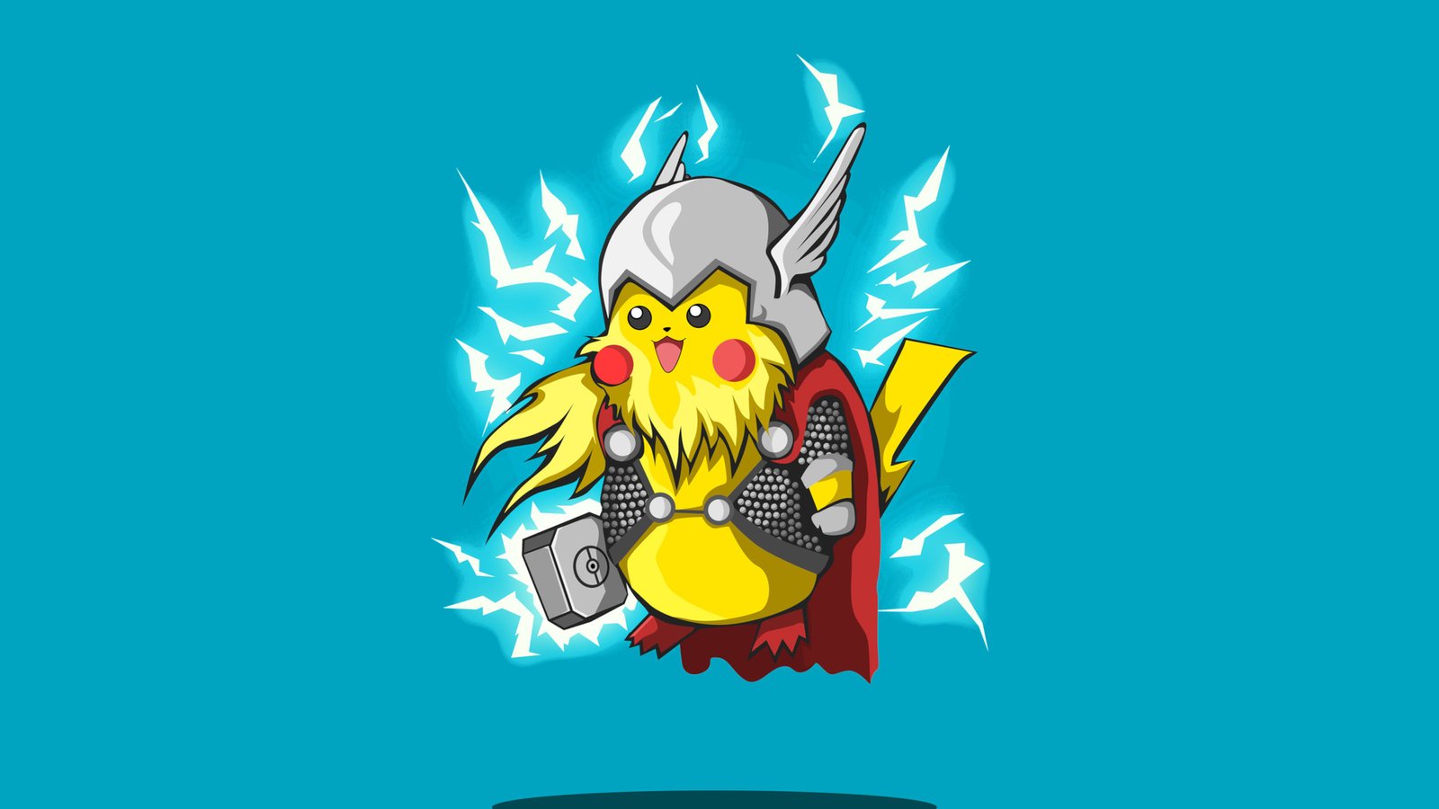 Pikachu Thor Minimalism 4k Wallpaper