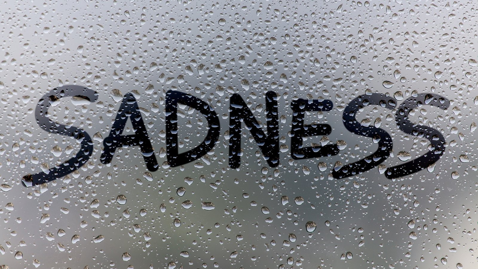 Sadness Glass Drops Typography 5k Wallpaper