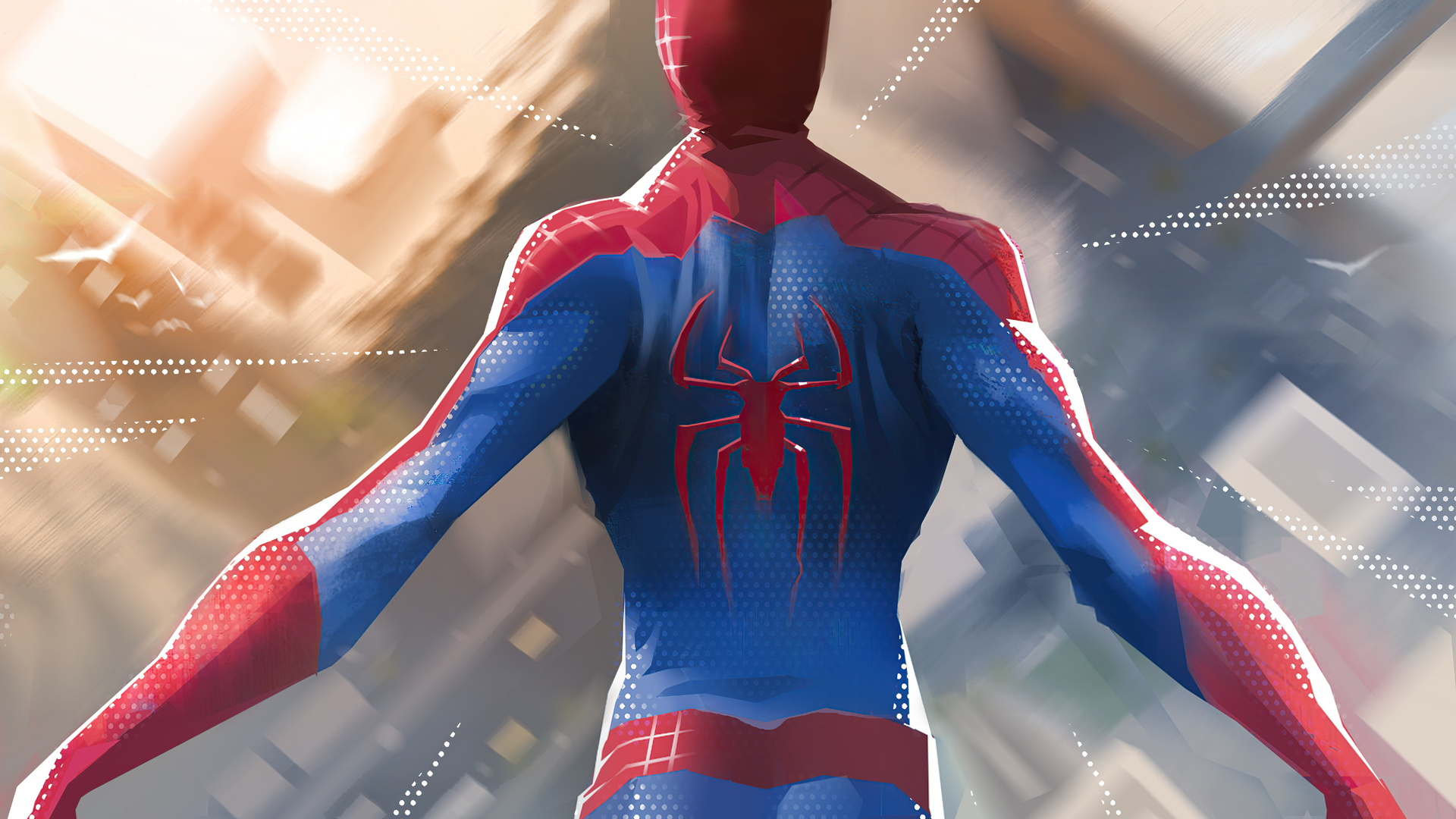 Spiderman Jumping Down 5k Wallpaper