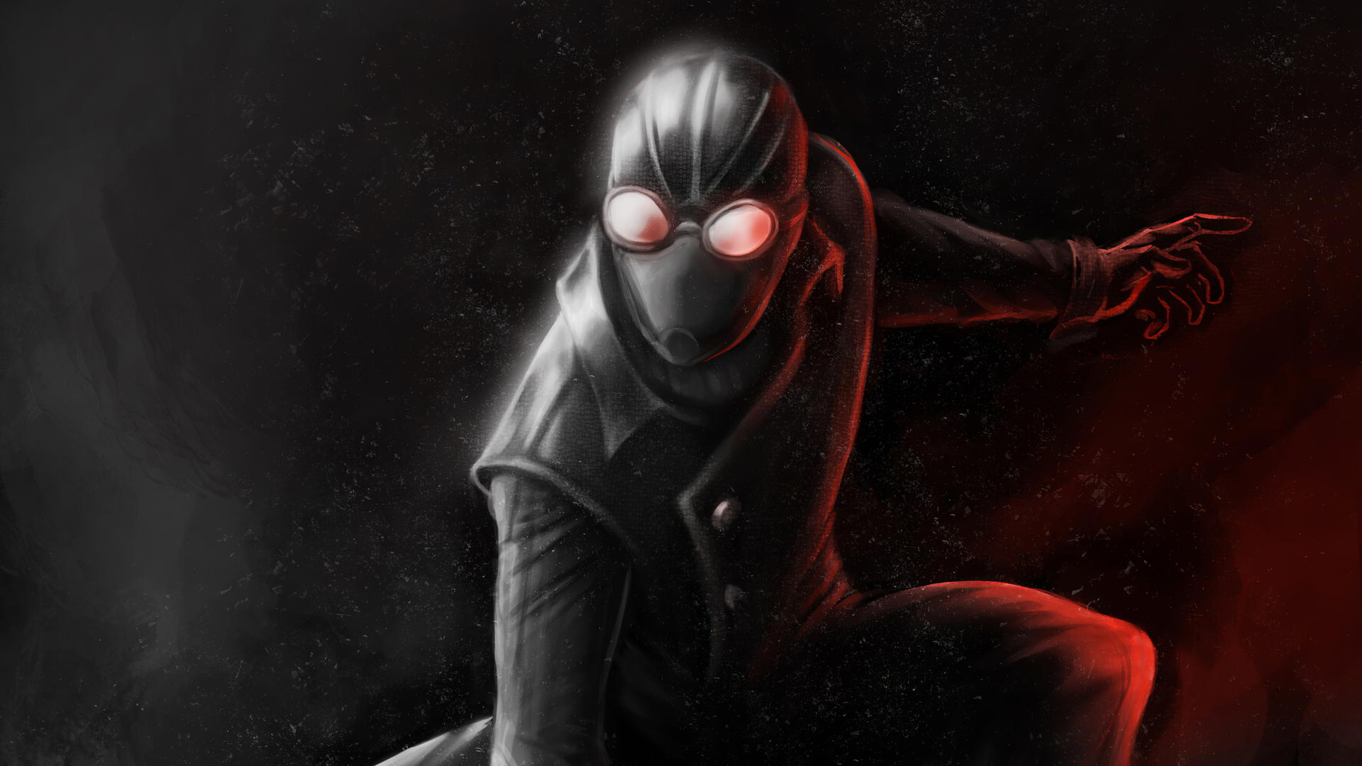 Spiderman Noir Art 4k Wallpaper