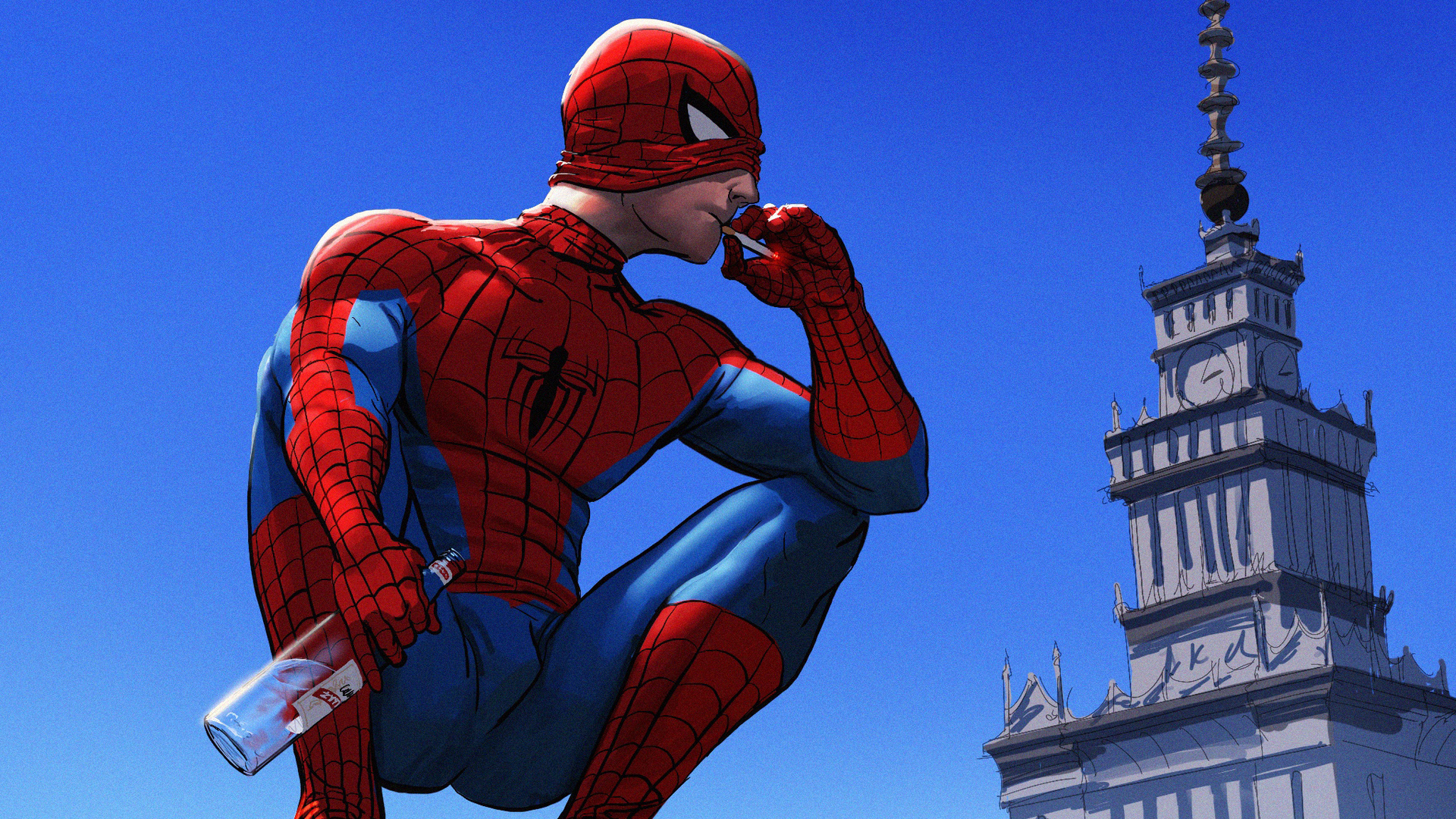 Spiderman Smoking Cigarette Wallpaper