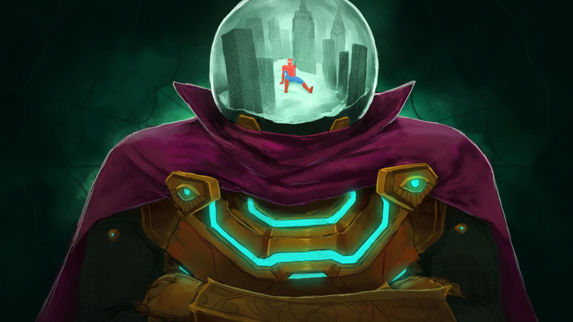 Spiderman Vs Mysterio 8k Art Wallpaper