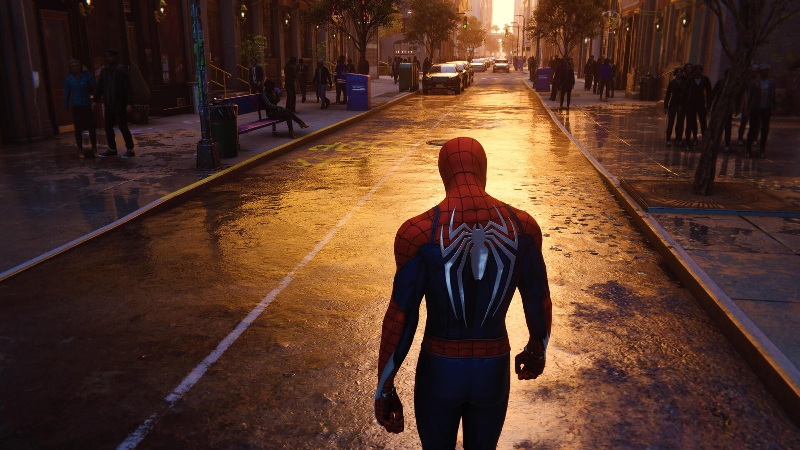 Spiderman Walking In NYC Streets Wallpaper