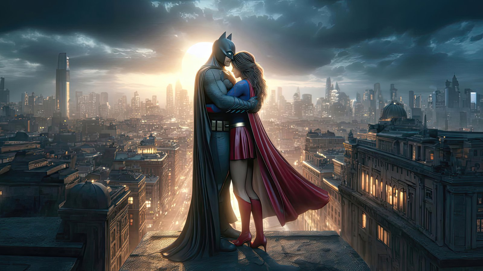 Supergirl And Batman In Love Wallpaper