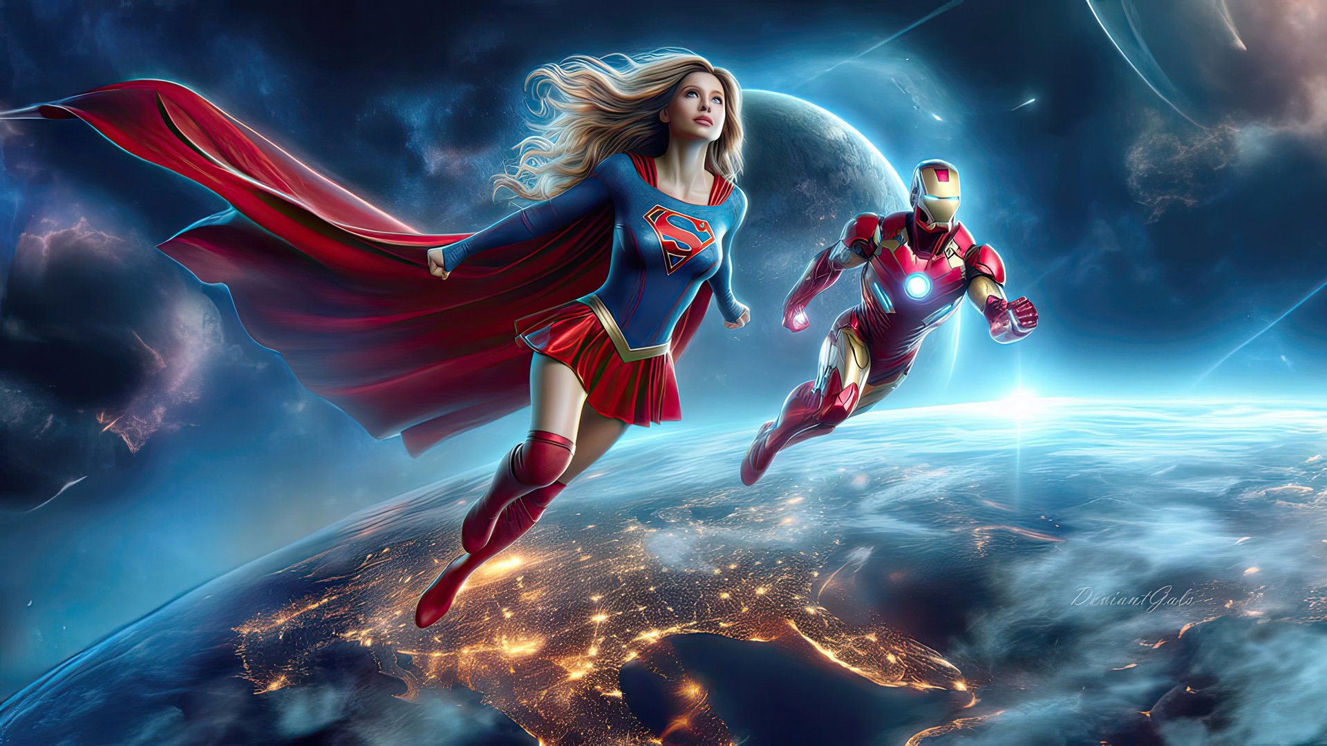 Supergirl And Iron Man Wallpaper