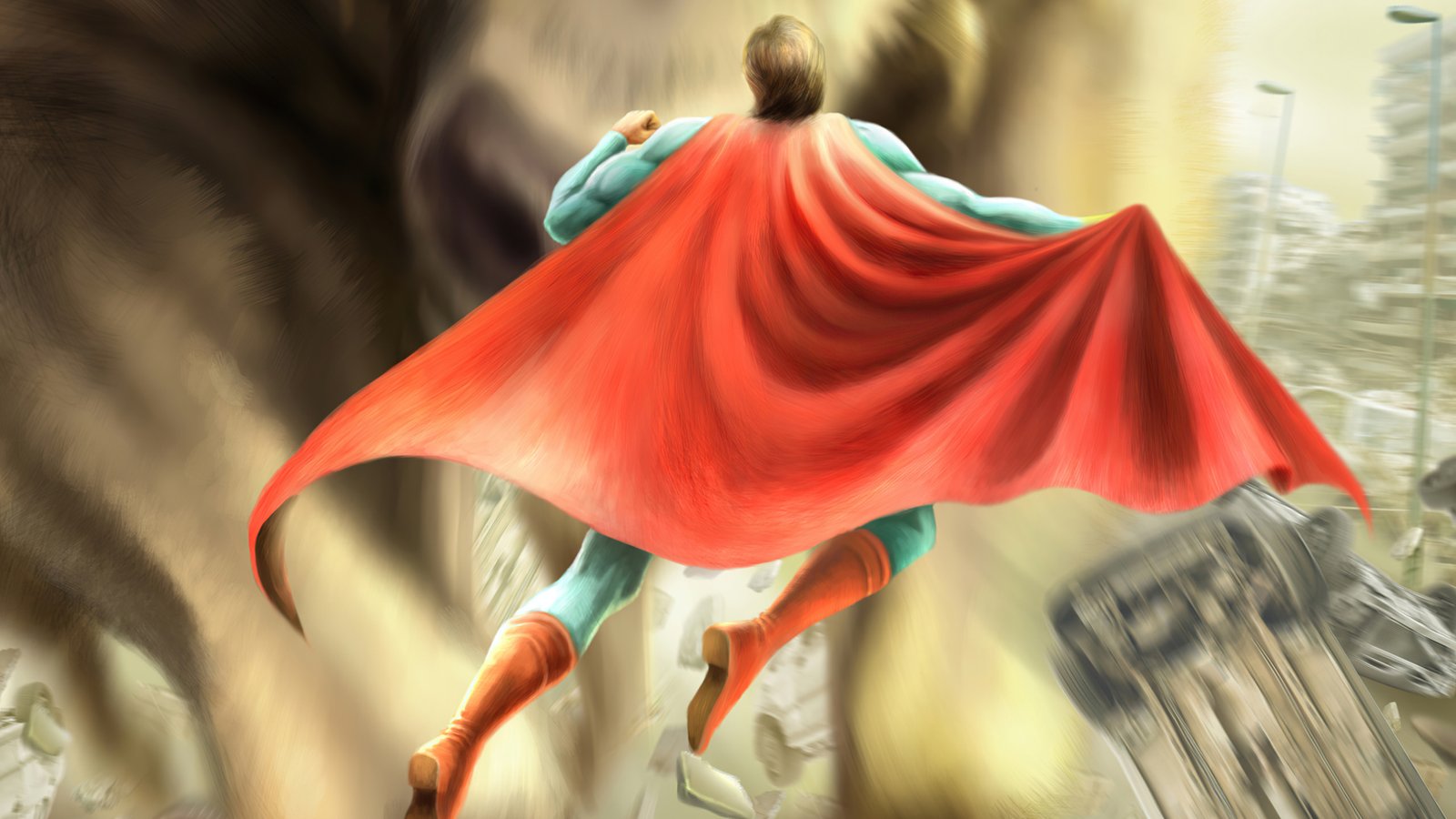 Superman With Cape Wallpaper