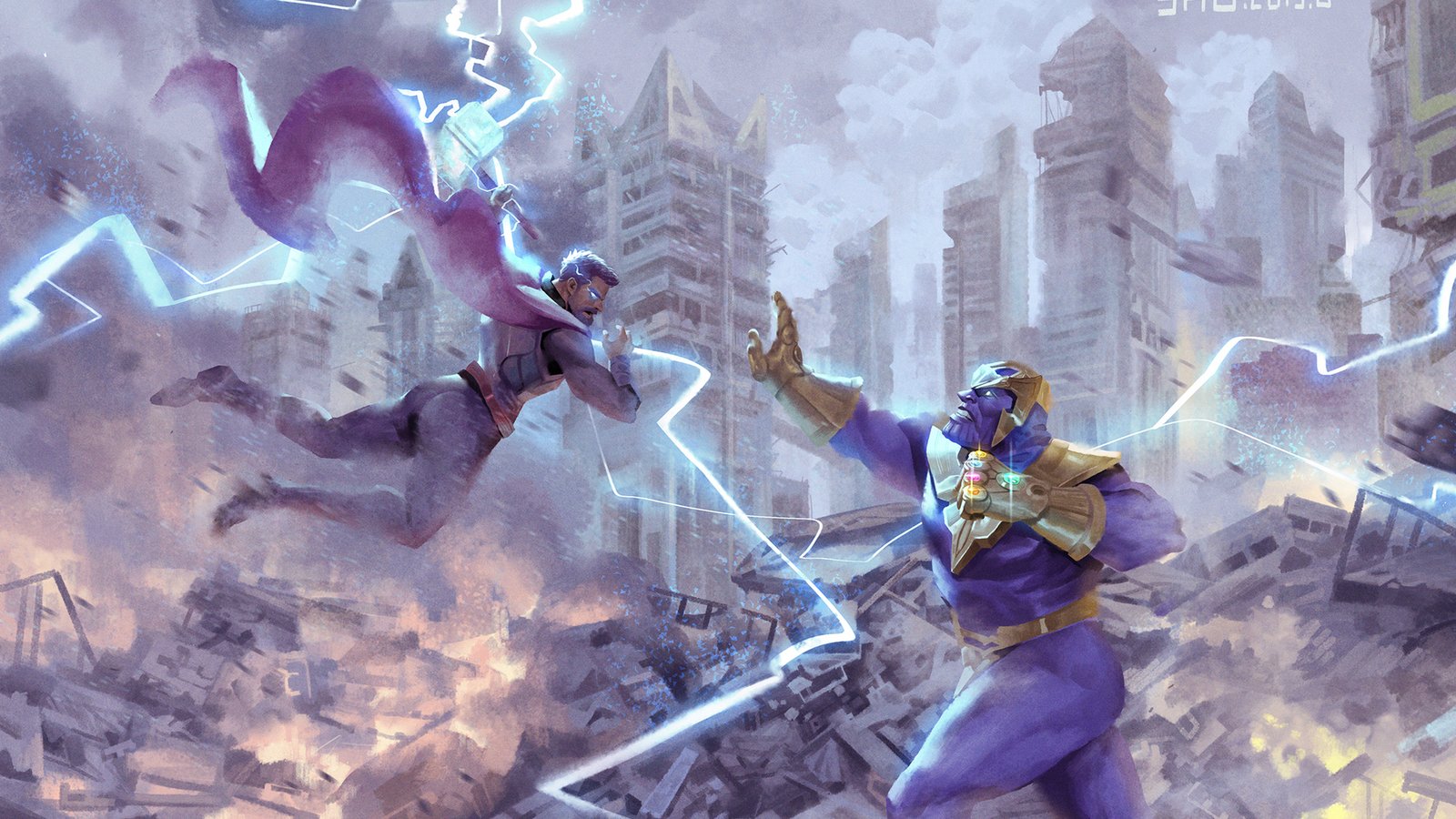 Thor Vs Thanos Art Wallpaper