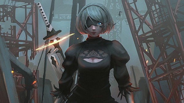 2B Character Painting 4k - hdwallpaper4k