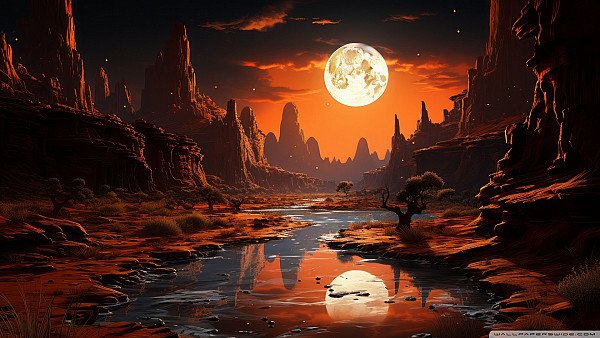 Arizona Desert Full Moon wallpaper