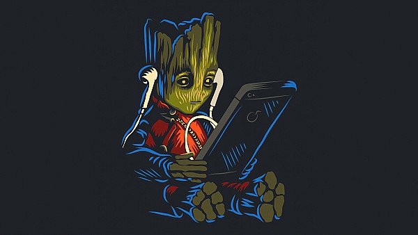 Baby Groot Listening To Music - hdwallpaper4k