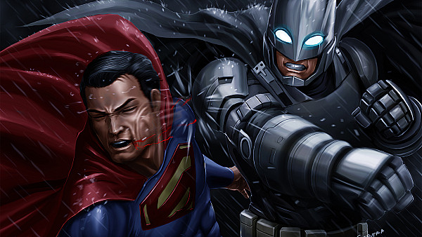 Batman Superman Fight Artwork - hdwallpaper4k