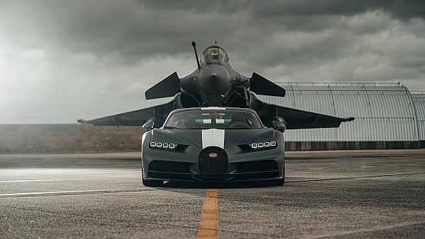 Bugatti Chiron Meets Dassault Rafale Marine Jet 8k - hdwallpaper4k