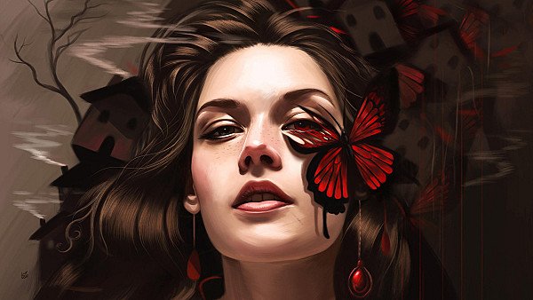 Butterfly On Girl Face Fantasy Art - hdwallpaper4k