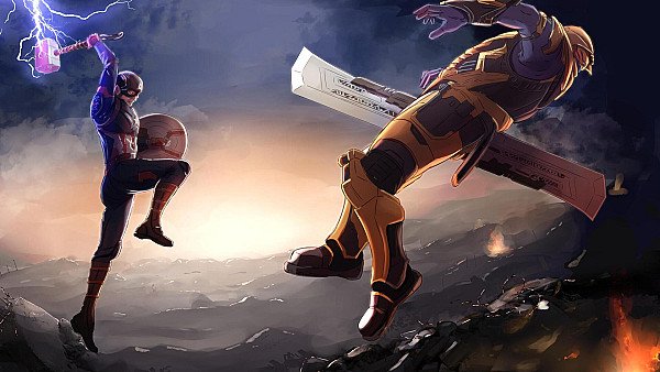 Captain America Fighting Thanos - hdwallpaper4k