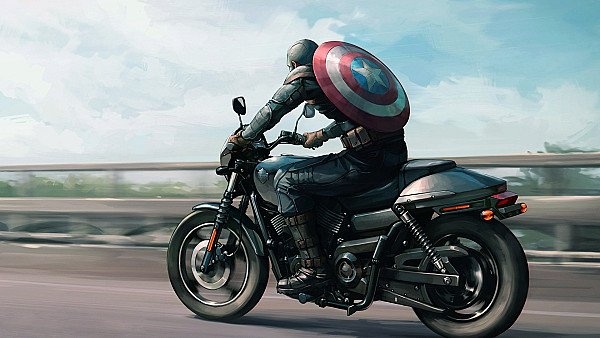 Captain America On Harley Davidson Motorcycle Artwork - hdwallpaper4k