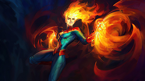 Captain Marvel Fire 4k 2020 - hdwallpaper4k