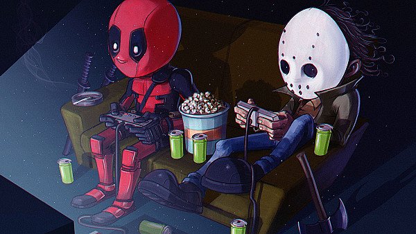 Deadpool And His Friend Playing Video Games - hdwallpaper4k