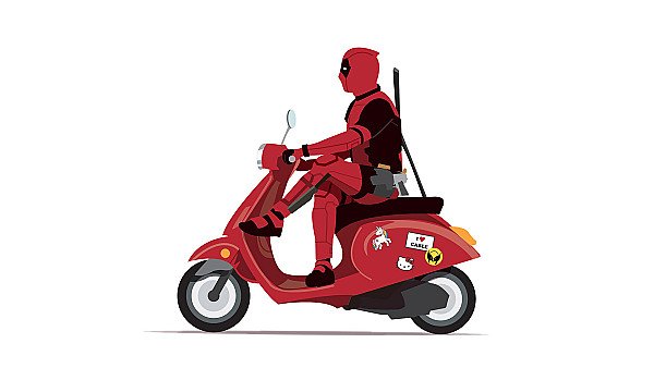 Deadpool On Scooter - hdwallpaper4k